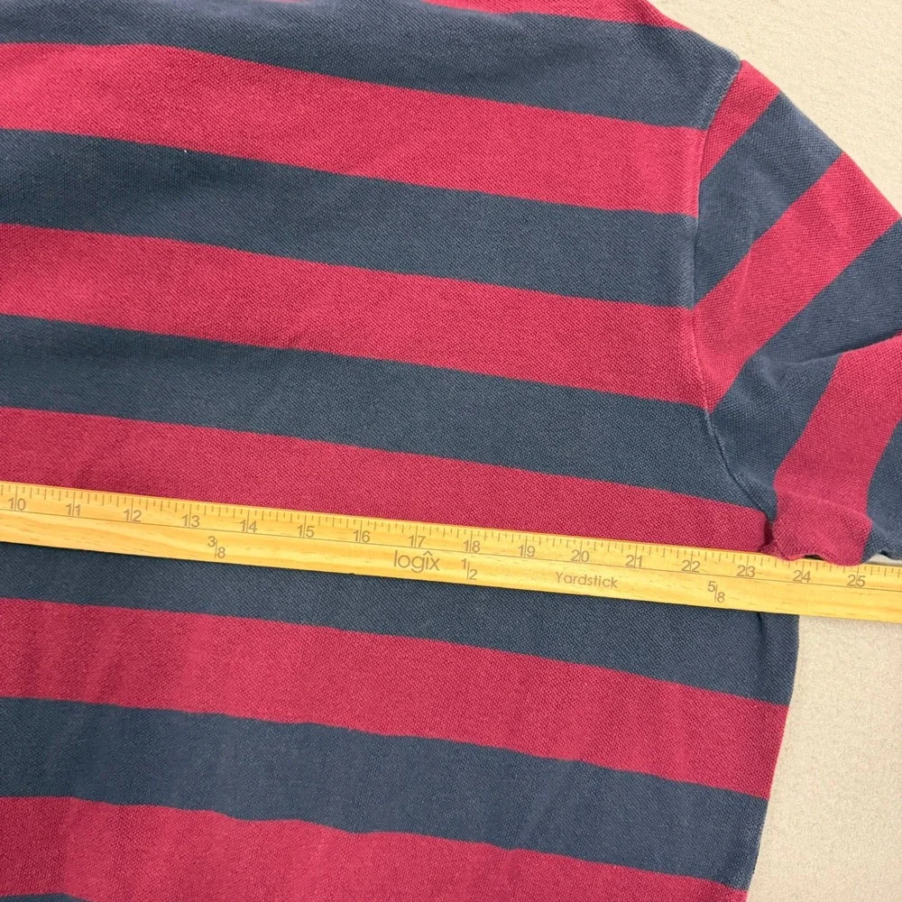 Polo Ralph Lauren Shirt Men's XL Red Blue Striped Classic Fit Short Sleeve Rugby